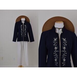 Vintage 80s Embroidered Polyester Lighweight Jacket‎ | size MP